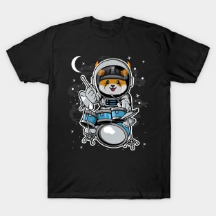 Astronaut Drummer Floki Inu Coin To The Moon Floki Army Crypto Token Cryptocurrency Blockchain Wallet Birthday Gift For Men Women Kids T-Shirt